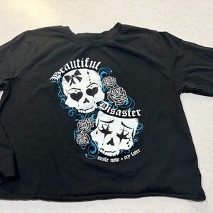 Beautiful Disaster XXL smile now cry later long sleeve crop shirt